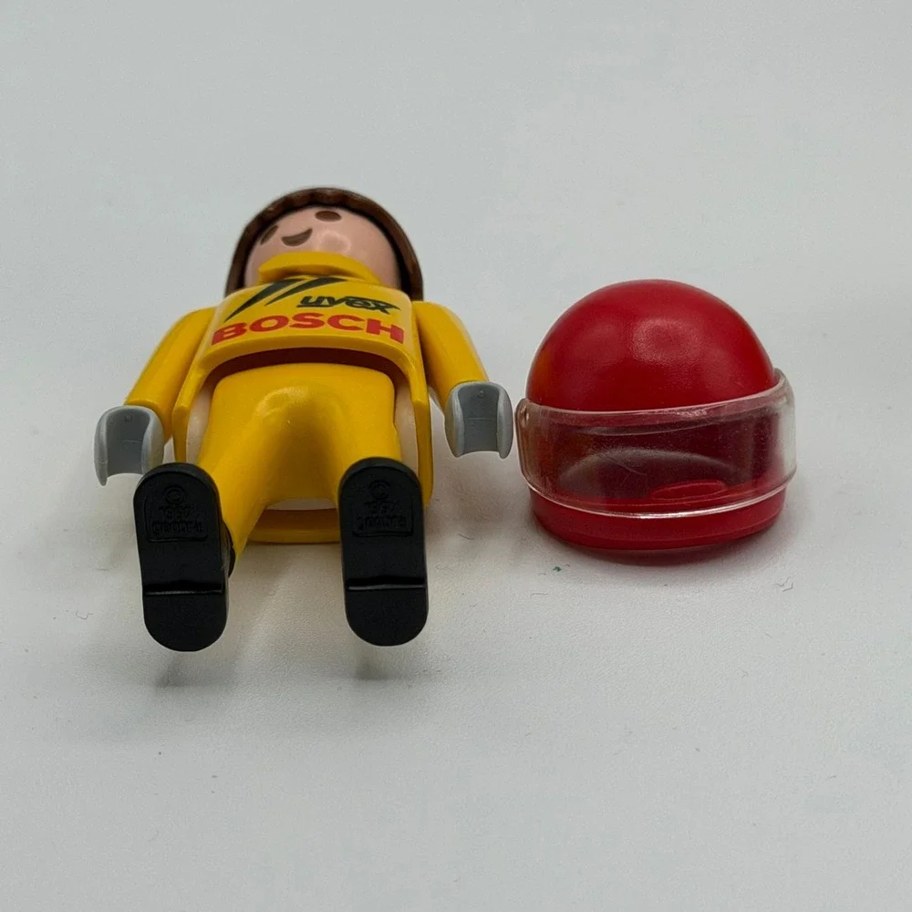 Vintage Playmobil 3930 Formula 1 Yellow Race Car 3 Driver ADAC Uvex Bosch F1